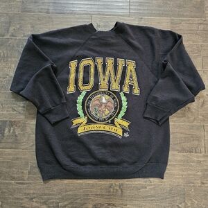 Vintage Tultex Iowa Hawkeye University of Iowa Iowa City Sweatshirt Sz Large